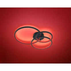 Plafonnier Trio Aaron LED Anthracite, 1 lumière, Télécommandes, Changeur de couleurs