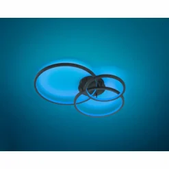 Plafonnier Trio Aaron LED Anthracite, 1 lumière, Télécommandes, Changeur de couleurs