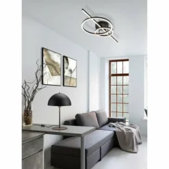Plafonnier Trio MONTILLA LED Noir, 1 lumière, Télécommandes