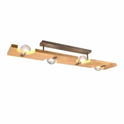 Plafonnier Trio Tailor Brun foncé, Écru, Nickel mat, 4 lumières