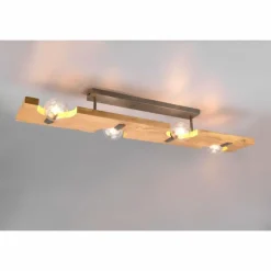 Plafonnier Trio Tailor Brun foncé, Écru, Nickel mat, 4 lumières