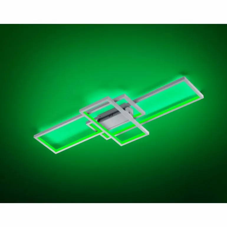 Plafonnier Trio THIAGO LED Nickel mat, 1 lumière, Télécommandes, Changeur de couleurs