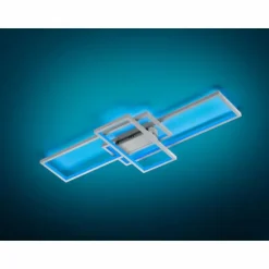 Plafonnier Trio THIAGO LED Nickel mat, 1 lumière, Télécommandes, Changeur de couleurs
