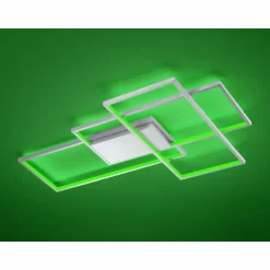 Plafonnier Trio THIAGO LED Nickel mat, 1 lumière, Télécommandes, Changeur de couleurs
