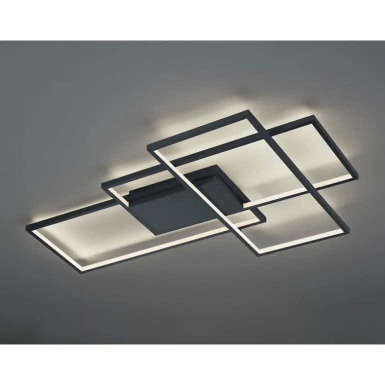Plafonnier Trio THIAGO LED Anthracite, 1 lumière, Télécommandes, Changeur de couleurs