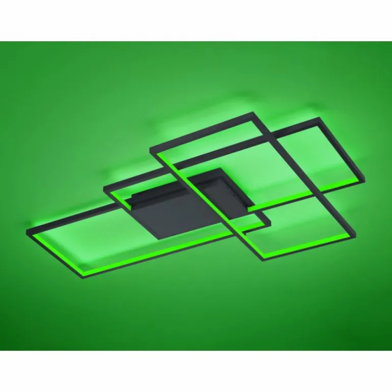 Plafonnier Trio THIAGO LED Anthracite, 1 lumière, Télécommandes, Changeur de couleurs