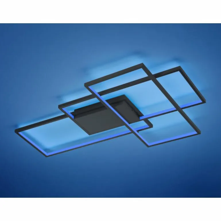 Plafonnier Trio THIAGO LED Anthracite, 1 lumière, Télécommandes, Changeur de couleurs