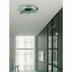 Plafonnier Trio Thompson LED Aluminium brossé, 1 lumière, Télécommandes, Changeur de couleurs