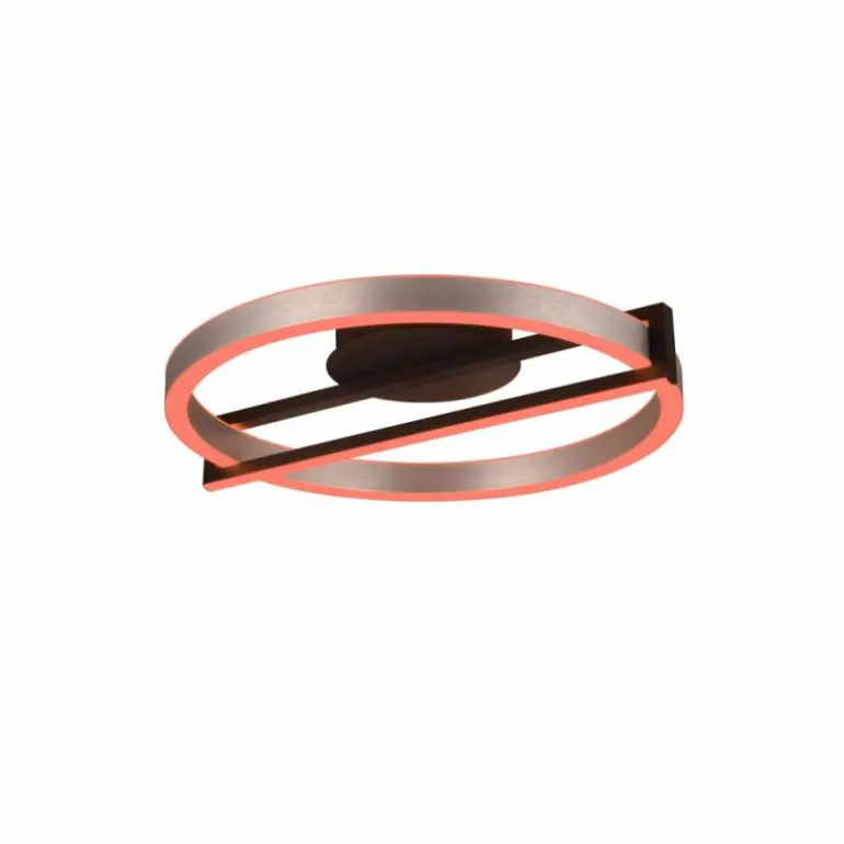 Plafonnier Trio Thompson LED Aluminium brossé, 1 lumière, Télécommandes, Changeur de couleurs