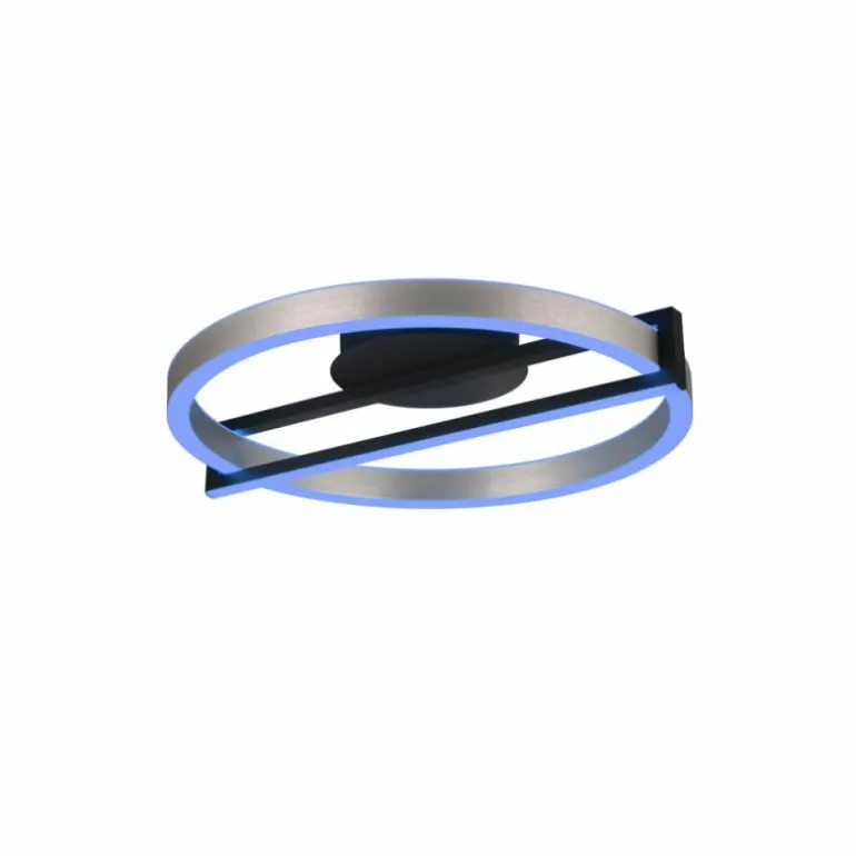 Plafonnier Trio Thompson LED Aluminium brossé, 1 lumière, Télécommandes, Changeur de couleurs