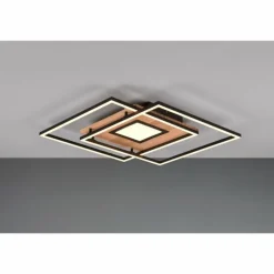 Plafonnier Trio Via LED Couleur bois, Noir, 1 lumière, Télécommandes