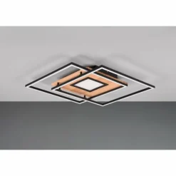 Plafonnier Trio Via LED Couleur bois, Noir, 1 lumière, Télécommandes