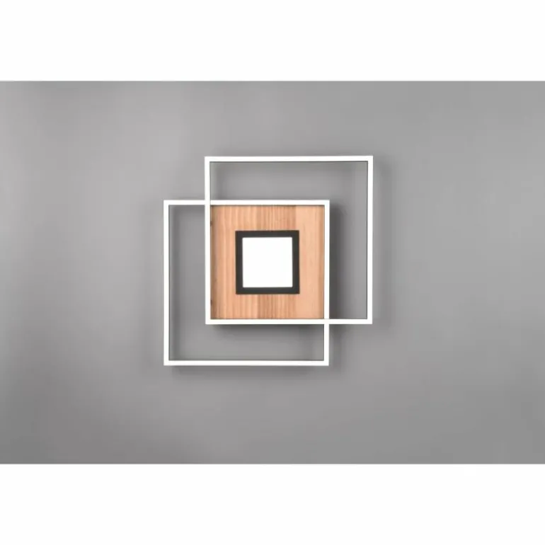 Plafonnier Trio Via LED Couleur bois, Noir, 1 lumière, Télécommandes