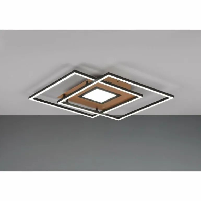 Plafonnier Trio Via LED Or, Noir, 1 lumière, Télécommandes