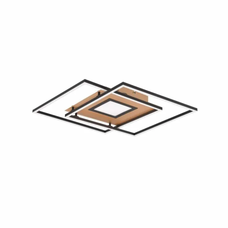 Plafonnier Trio Via LED Or, Noir, 1 lumière, Télécommandes