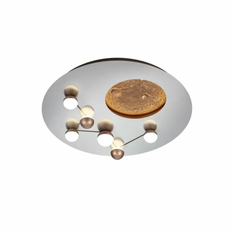 Plafonnier Trio Zodiac LED Aluminium brossé, Or, 1 lumière