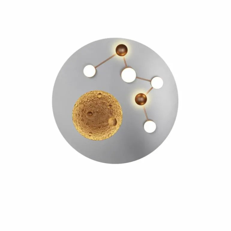 Plafonnier Trio Zodiac LED Aluminium brossé, Or, 1 lumière