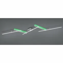 Plafonnier Trio-Leuchten Arvin LED Nickel mat, 2 lumières, Télécommandes, Changeur de couleurs