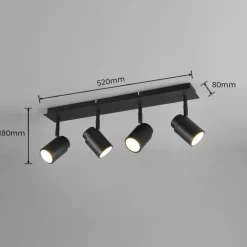 Plafonnier Trio-Leuchten Angelo Noir, 4 lumières