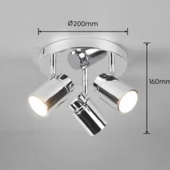 Plafonnier Trio-Leuchten Angelo Chrome, 3 lumières