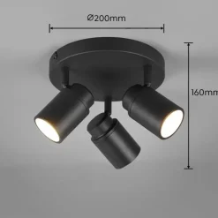 Plafonnier Trio-Leuchten Angelo Noir, 3 lumières