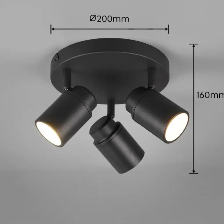 Plafonnier Trio-Leuchten Angelo Noir, 3 lumières