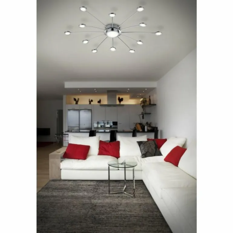 Plafonnier Trio-Leuchten Bodrum LED Chrome, 12 lumières, Télécommandes