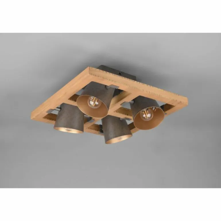 Plafonnier Trio-Leuchten Bell Brun foncé, Nickel mat, 4 lumières