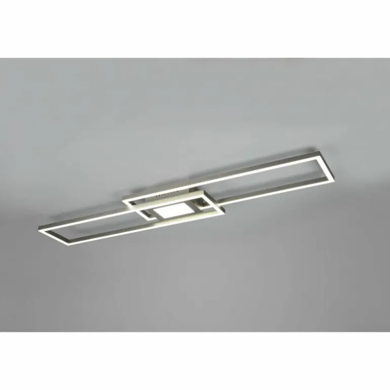 Plafonnier Trio-Leuchten Ganado LED Nickel mat, 2 lumières, Télécommandes, Changeur de couleurs