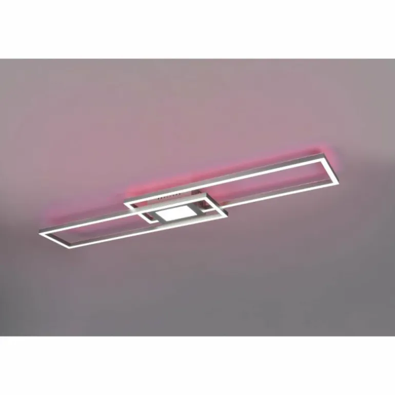 Plafonnier Trio-Leuchten Ganado LED Nickel mat, 2 lumières, Télécommandes, Changeur de couleurs