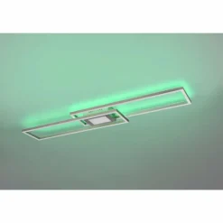 Plafonnier Trio-Leuchten Ganado LED Nickel mat, 2 lumières, Télécommandes, Changeur de couleurs