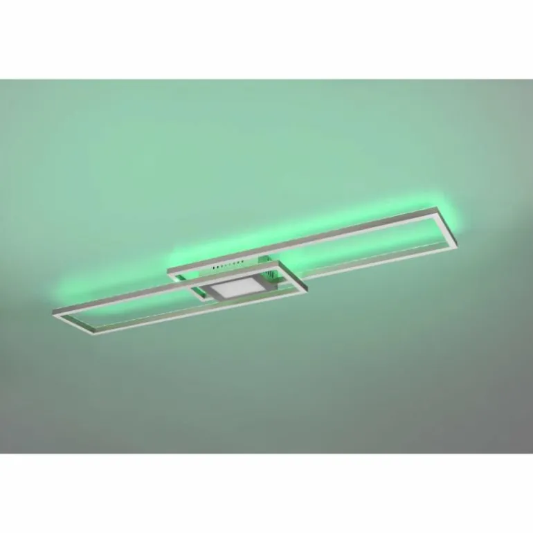 Plafonnier Trio-Leuchten Ganado LED Nickel mat, 2 lumières, Télécommandes, Changeur de couleurs