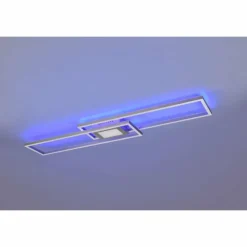 Plafonnier Trio-Leuchten Ganado LED Nickel mat, 2 lumières, Télécommandes, Changeur de couleurs