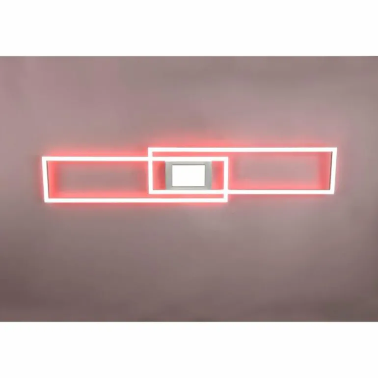 Plafonnier Trio-Leuchten Ganado LED Nickel mat, 2 lumières, Télécommandes, Changeur de couleurs