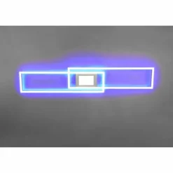 Plafonnier Trio-Leuchten Ganado LED Nickel mat, 2 lumières, Télécommandes, Changeur de couleurs