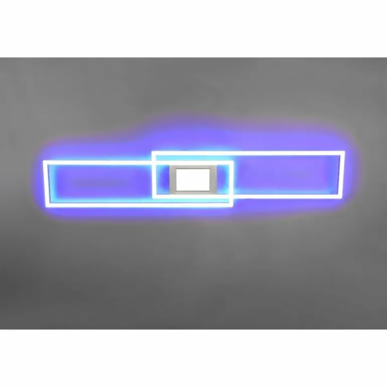 Plafonnier Trio-Leuchten Ganado LED Nickel mat, 2 lumières, Télécommandes, Changeur de couleurs