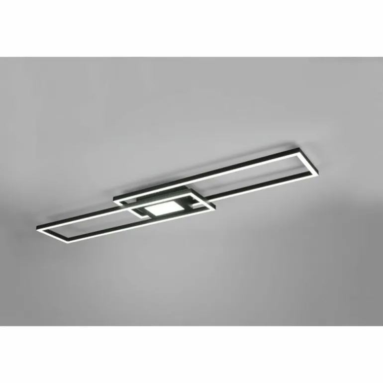 Plafonnier Trio-Leuchten Ganado LED Noir, 2 lumières, Télécommandes, Changeur de couleurs