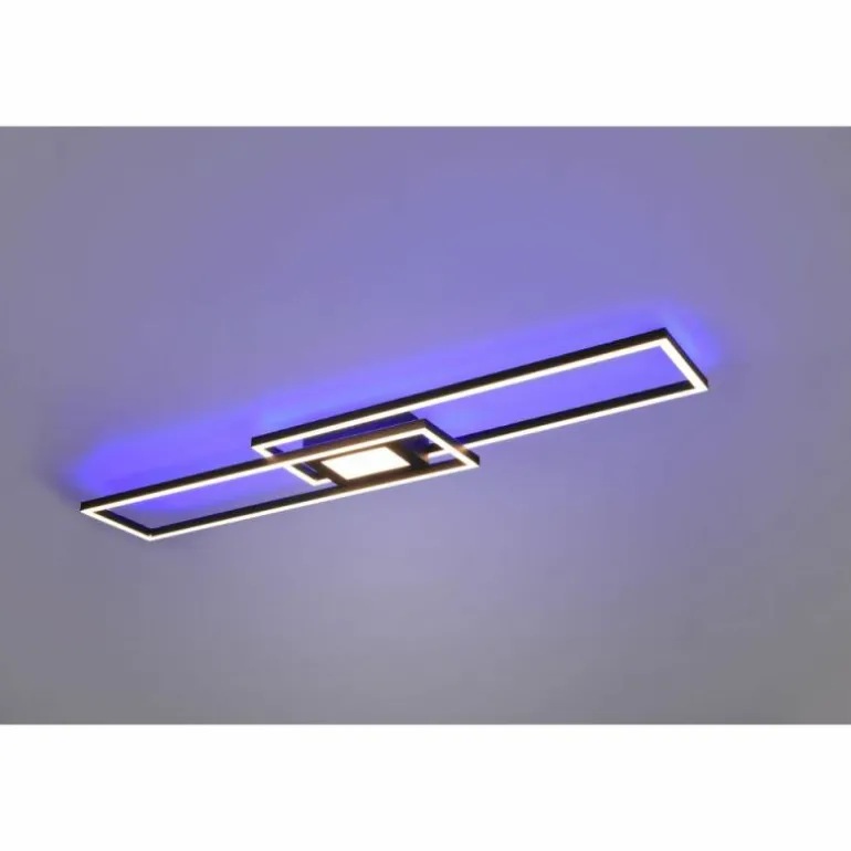 Plafonnier Trio-Leuchten Ganado LED Noir, 2 lumières, Télécommandes, Changeur de couleurs