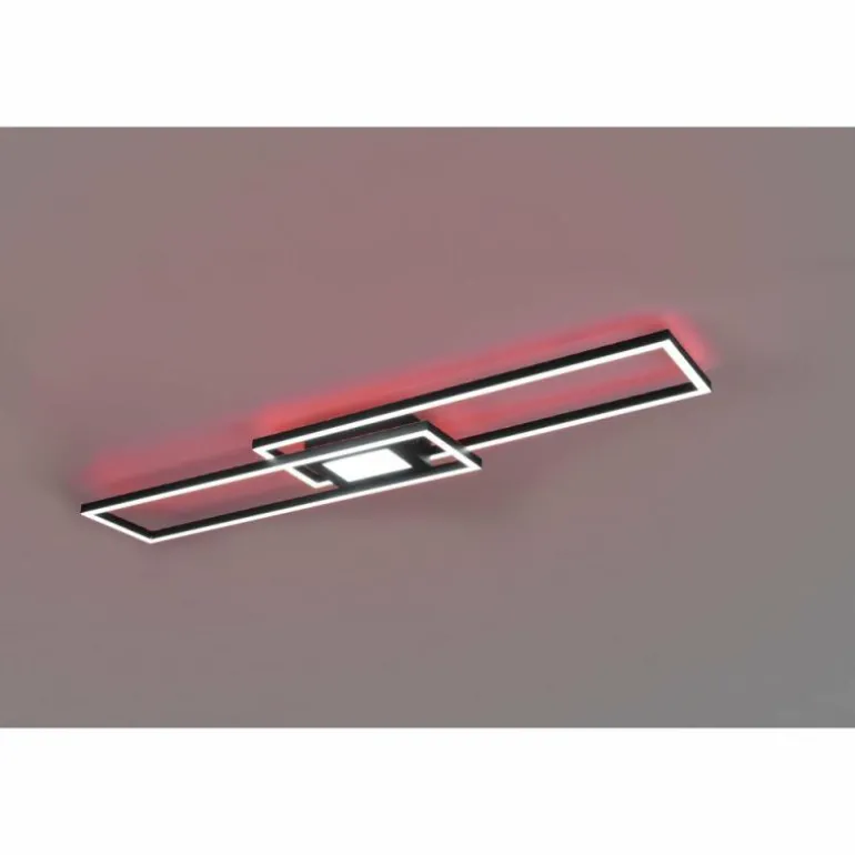 Plafonnier Trio-Leuchten Ganado LED Noir, 2 lumières, Télécommandes, Changeur de couleurs