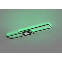 Plafonnier Trio-Leuchten Ganado LED Noir, 2 lumières, Télécommandes, Changeur de couleurs