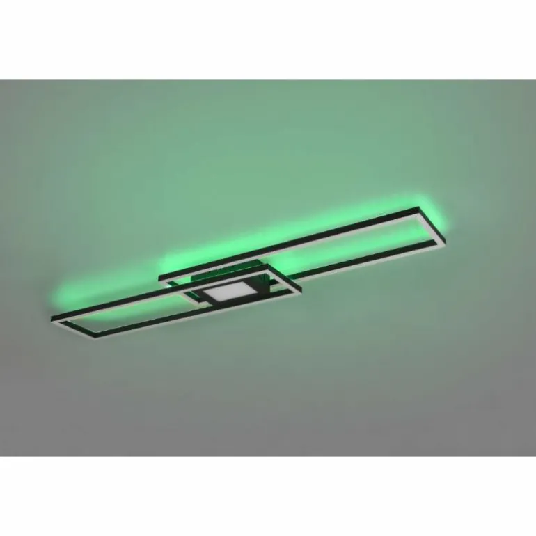 Plafonnier Trio-Leuchten Ganado LED Noir, 2 lumières, Télécommandes, Changeur de couleurs