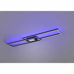 Plafonnier Trio-Leuchten Ganado LED Noir, 2 lumières, Télécommandes, Changeur de couleurs