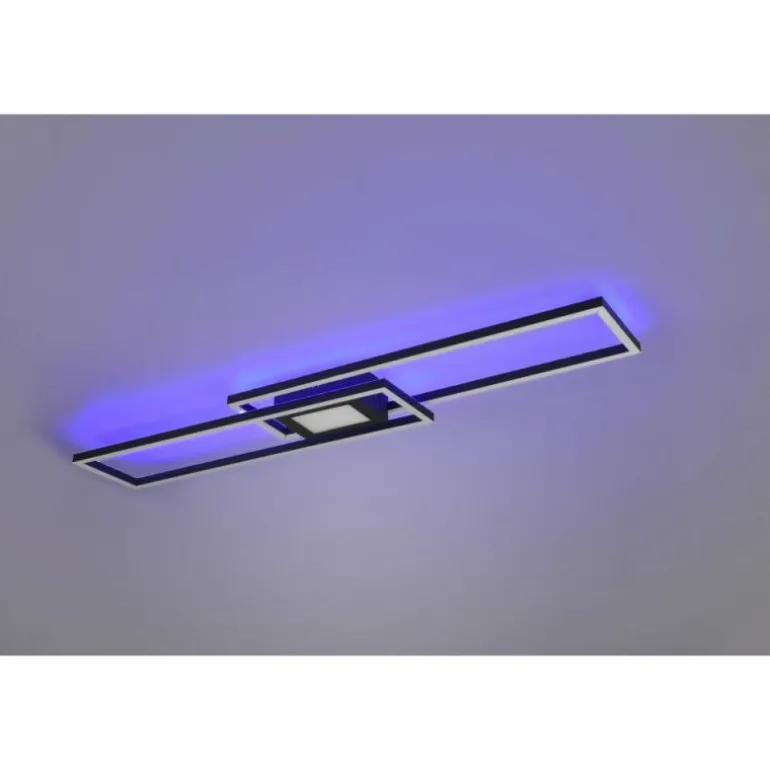 Plafonnier Trio-Leuchten Ganado LED Noir, 2 lumières, Télécommandes, Changeur de couleurs