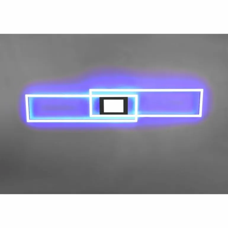 Plafonnier Trio-Leuchten Ganado LED Noir, 2 lumières, Télécommandes, Changeur de couleurs