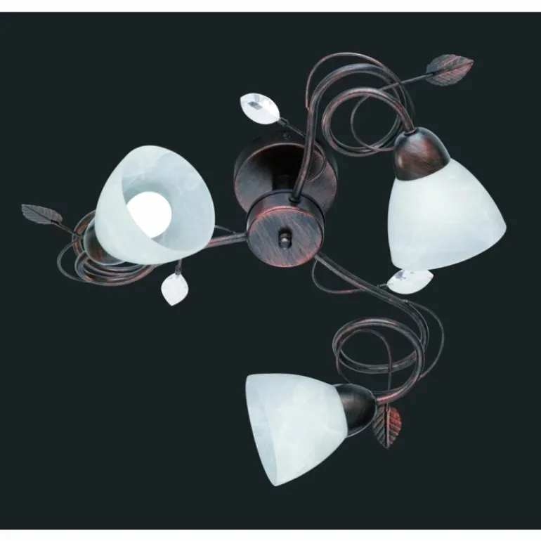 Plafonnier Trio-Leuchten Traditio Brun foncé, Rouille, 3 lumières