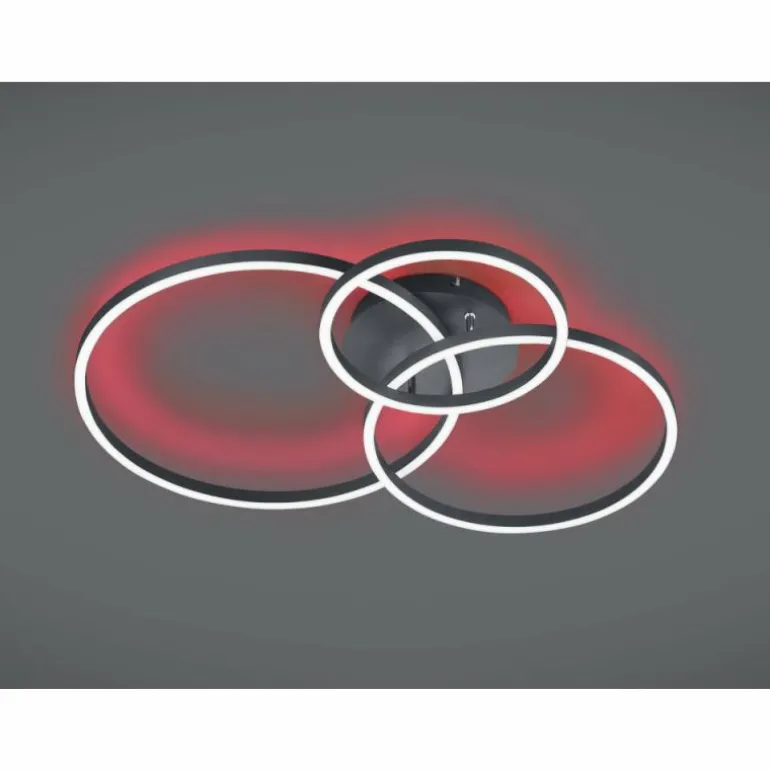 Plafonnier Trio-Leuchten Winona LED Noir, 2 lumières, Télécommandes, Changeur de couleurs
