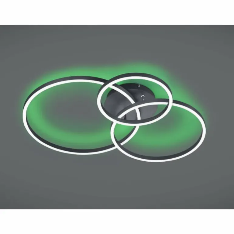 Plafonnier Trio-Leuchten Winona LED Noir, 2 lumières, Télécommandes, Changeur de couleurs