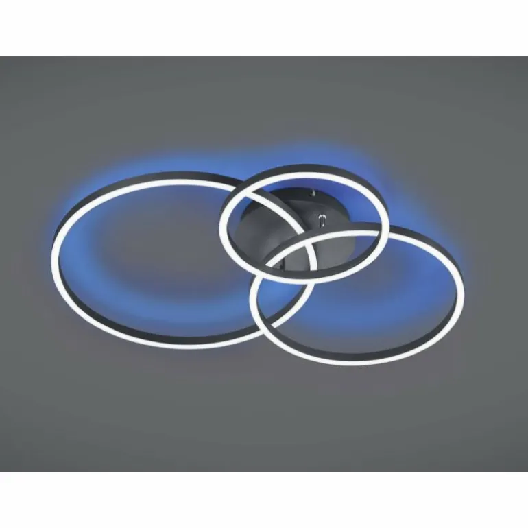 Plafonnier Trio-Leuchten Winona LED Noir, 2 lumières, Télécommandes, Changeur de couleurs