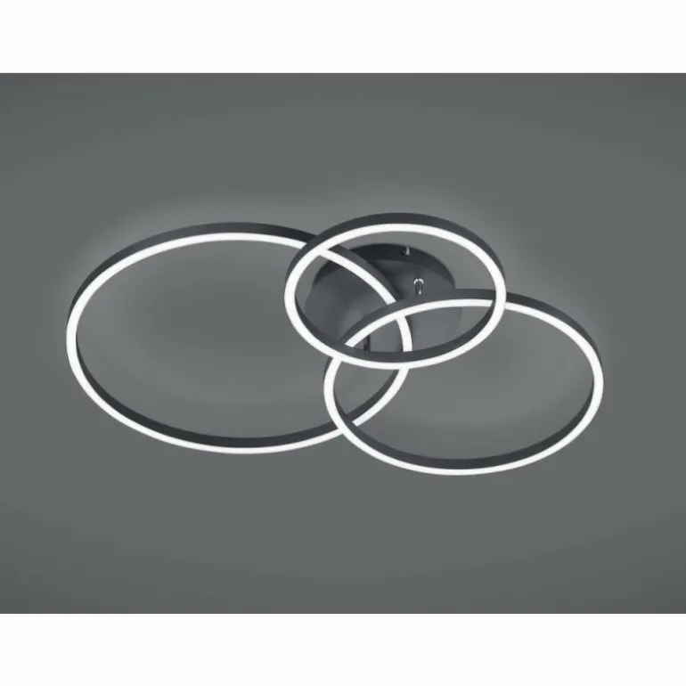 Plafonnier Trio-Leuchten Winona LED Noir, 2 lumières, Télécommandes, Changeur de couleurs