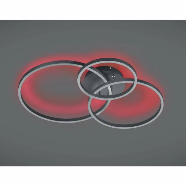 Plafonnier Trio-Leuchten Winona LED Noir, 2 lumières, Télécommandes, Changeur de couleurs